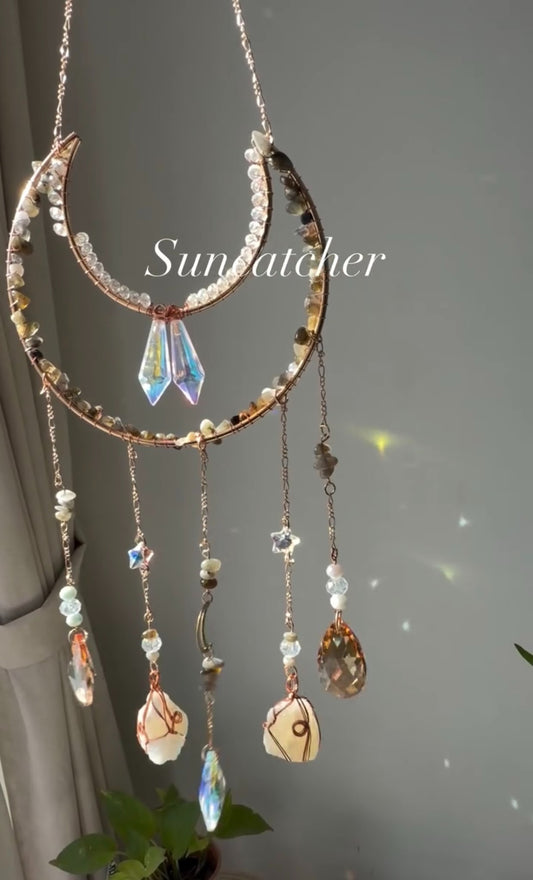 Natural Crystal Moon Suncatcher