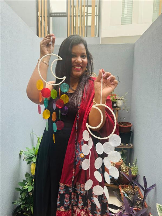 Multicolor Evil eye capiz shells windchimes