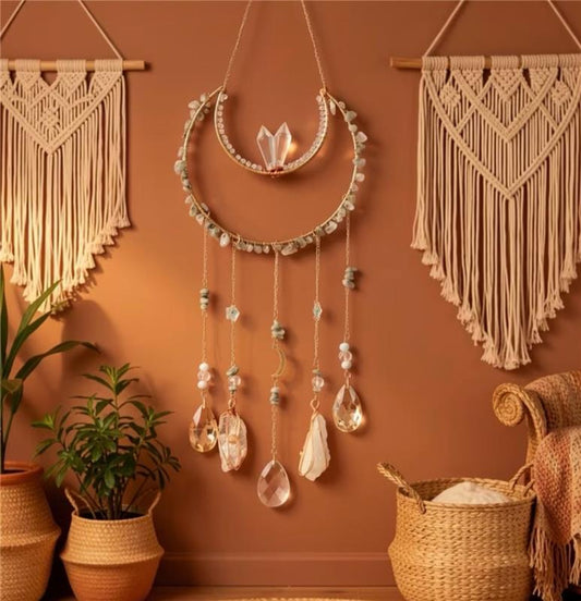Natural Crystal Moon Suncatcher